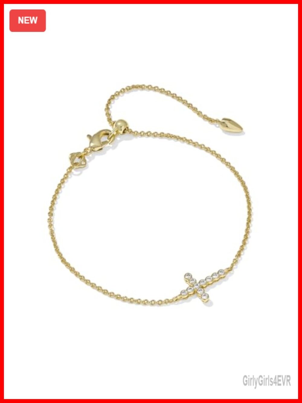 Cross Crystal Delicate Chain Bracelet Adjustable Fashion Jewelry for Women